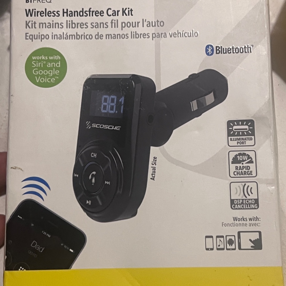 Scosche Black Wireless Handsfree Car Kit with FM Transmitter,SCO BT FM Trans